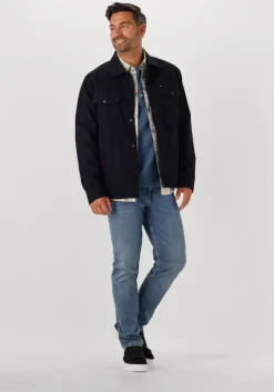 donkerblauwe tommy hilfiger jack cotton twill shirt jacket