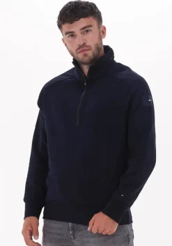 donkerblauwe tommy hilfiger sweater cotton touch mix media