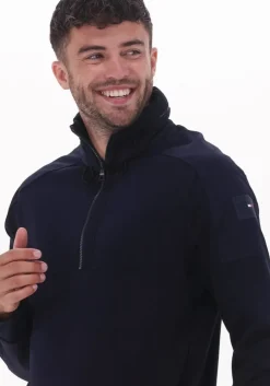 donkerblauwe tommy hilfiger sweater cotton touch mix media