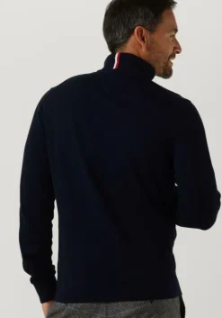 donkerblauwe tommy hilfiger coltrui pima org ctn cashmere roll neck