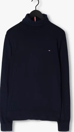 donkerblauwe tommy hilfiger coltrui pima org ctn cashmere roll neck