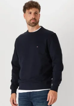 donkerblauwe tommy hilfiger trui essential terry crewneck