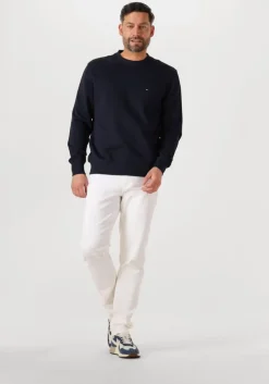 donkerblauwe tommy hilfiger trui essential terry crewneck