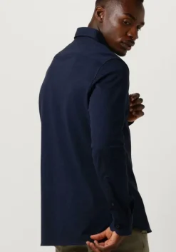 donkerblauwe tommy hilfiger casual overhemd dc pique popover rf shirt