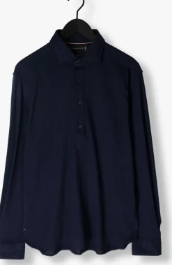 donkerblauwe tommy hilfiger casual overhemd dc pique popover rf shirt