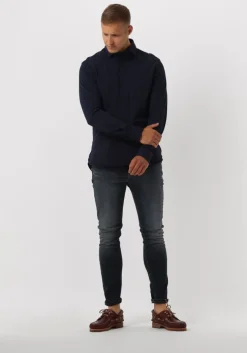 donkerblauwe tommy hilfiger casual overhemd dc pique popover rf shirt