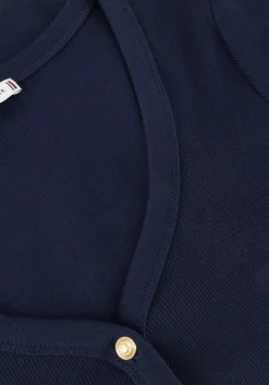 donkerblauwe tommy hilfiger top slim henley gb scoop-nk ls