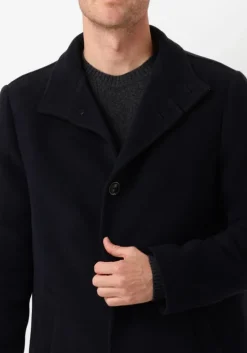 donkerblauwe tommy hilfiger mantel dc stand collar wool mix coat