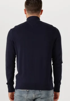 donkerblauwe tommy hilfiger trui essential cotton zip mock