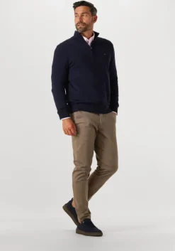 donkerblauwe tommy hilfiger trui essential cotton zip mock