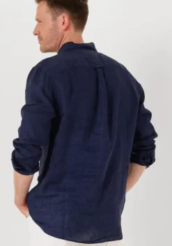 donkerblauwe tommy hilfiger casual overhemd pigment dyed li solid rf shirt