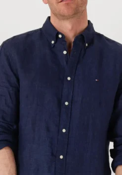 donkerblauwe tommy hilfiger casual overhemd pigment dyed li solid rf shirt