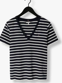 donkerblauwe tommy hilfiger t-shirt new slim cody v-neck ss