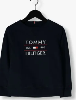 donkerblauwe tommy hilfiger sweater tommy flag hilfiger sweatshir