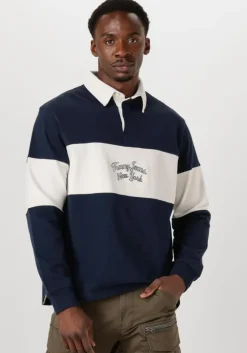 donkerblauwe tommy jeans polo tjc colorblock rugby