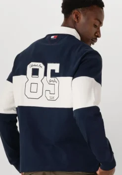 donkerblauwe tommy jeans polo tjc colorblock rugby