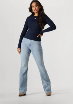 donkerblauwe tommy jeans tops & t-shirts tjw slim ls badge tee ext