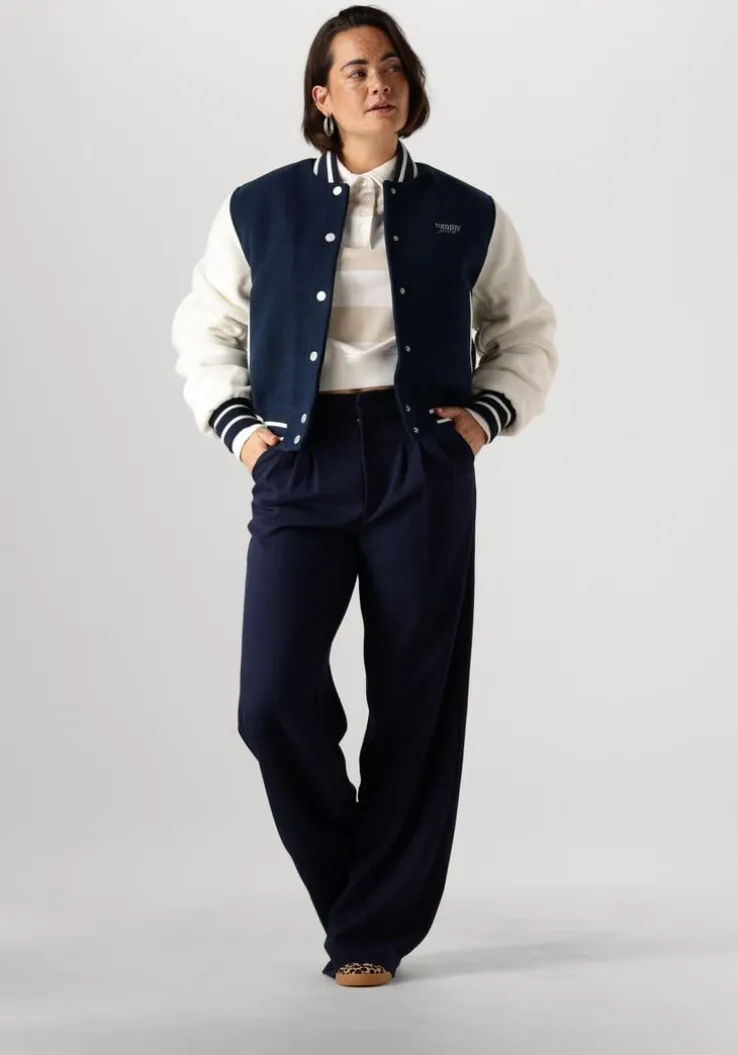 donkerblauwe tommy jeans jack tjw wool varsity jacket ext