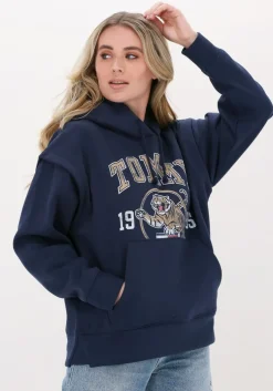 donkerblauwe tommy jeans trui tjw rlxd college tiger 1 hoodie