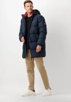 donkerblauwe tommy jeans parka's tjm essential down parka