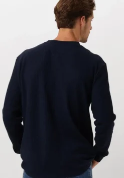 donkerblauwe tommy jeans trui tjm reg waffle l/s tee