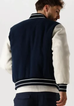 donkerblauwe tommy jeans jack tjm wool blend varsity jkt ext