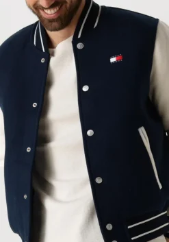 donkerblauwe tommy jeans jack tjm wool blend varsity jkt ext