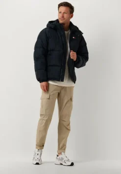 donkerblauwe tommy jeans gewatteerde jas tjm alaska puffer ex