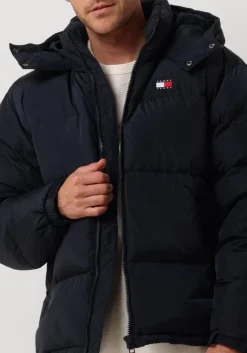 donkerblauwe tommy jeans gewatteerde jas tjm alaska puffer ex