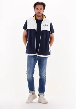 donkerblauwe tommy jeans bodywarmer tjm mix media retro vest