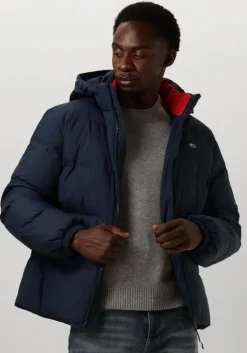 donkerblauwe tommy jeans gewatteerde jas tjm essential down