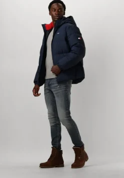 donkerblauwe tommy jeans gewatteerde jas tjm essential down