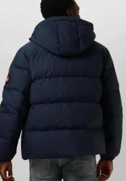 donkerblauwe tommy jeans gewatteerde jas tjm essential down