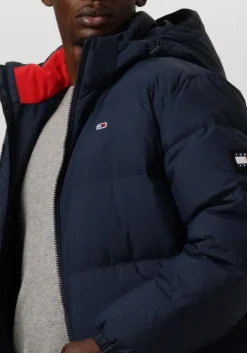 donkerblauwe tommy jeans gewatteerde jas tjm essential down