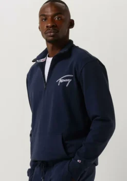 donkerblauwe tommy jeans trui tjm reg signature half zip