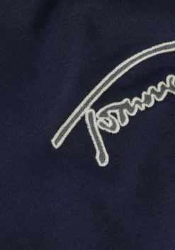 donkerblauwe tommy jeans trui tjm reg signature half zip