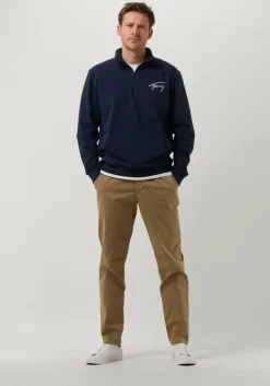 donkerblauwe tommy jeans trui tjm reg signature half zip
