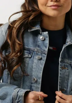 donkerblauwe tommy jeans spijkerjas mom cls jacket ah7131