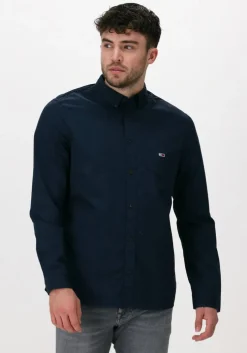 donkerblauwe tommy jeans casual overhemd tjm essential light twill shirt