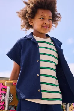 donkerblauwe tumble 'n dry casual overhemd cagnard