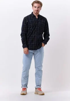 donkerblauwe woodbird overshirt fling check shirt