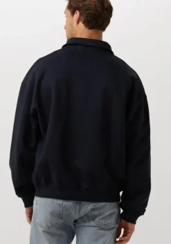 donkerblauwe woodbird sweater wblee half zip