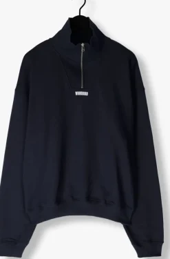 donkerblauwe woodbird sweater wblee half zip