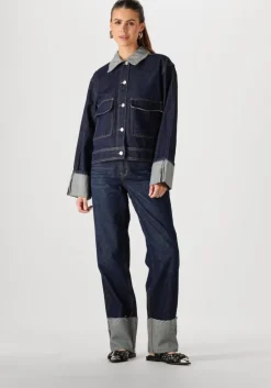 donkerblauwe y.a.s. spijkerjas yasmaria ls denim jacket s.