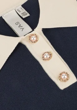 donkerblauwe y.a.s. top yasmille ss knit pullover