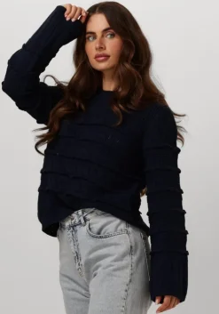 donkerblauwe y.a.s. trui yastimu ls knit pullover