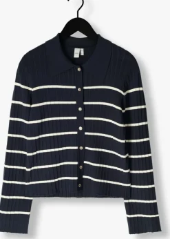 donkerblauwe y.a.s. vest yaslimana ls knit cardigan s.