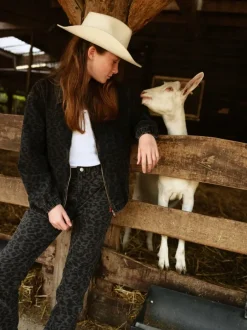 donkergrijze alix mini mom jeans animal denim pants