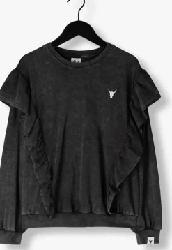 donkergrijze alix mini sweater ruffle vintage sweater