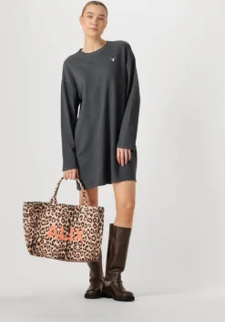 donkergrijze alix the label mini jurk ladies knitted sweater dress